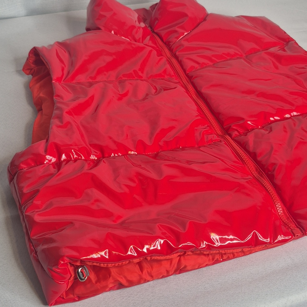 Daisy RED Shiny Glossy Puffy Vest - Picture 6 of 15